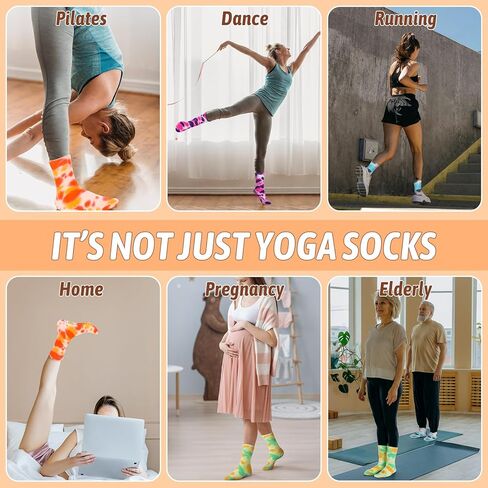 4 أزواج من جوارب اليوغا مع مقابض من Ovveroche، جوارب غير قابلة للانزلاق للنساء، جوارب لزجة مضادة للانزلاق لليوجا والرقص والرقص في المستشفى in Kuwait