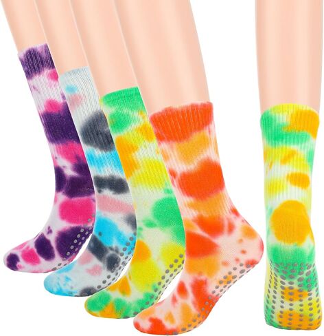 4 أزواج من جوارب اليوغا مع مقابض من Ovveroche، جوارب غير قابلة للانزلاق للنساء، جوارب لزجة مضادة للانزلاق لليوجا والرقص والرقص في المستشفى in Kuwait