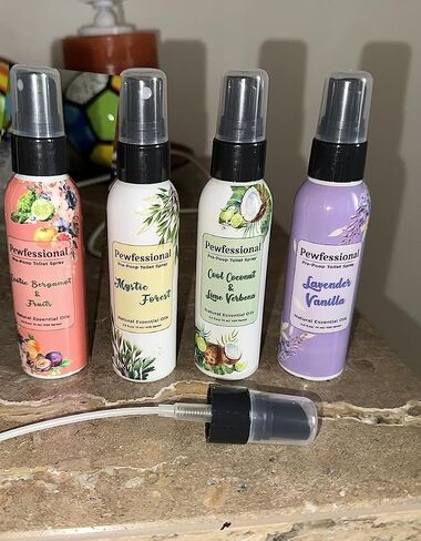 Pewfessional pre poop toilet spray, toilet odor eliminator, 4pack + 1Gift bottle, 2.5 Oz travel size in Saudi Arabia