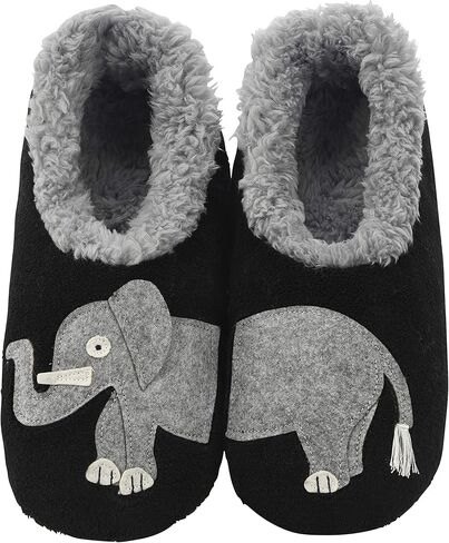Snoozies Pairable Slipper Socks - Funny House Slippers for Women, Non-Slip Fuzzy Slipper Socks - Elephants in Saudi Arabia