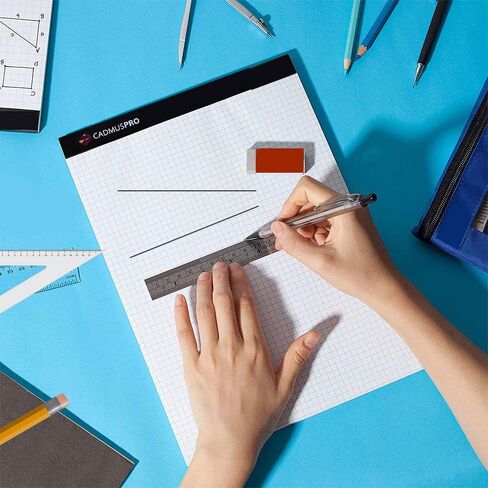 لوحة ورق رسم بياني مقاس 8.5 بوصة × 11 بوصة من CADMUSPRO، شبكة 1/4 بوصة 4 × 4، 50 ورقة لكل وسادة، شريط ربط، رائعة للرسم والرسم والرسومات الهندسية ورسم الرسم البياني in Kuwait