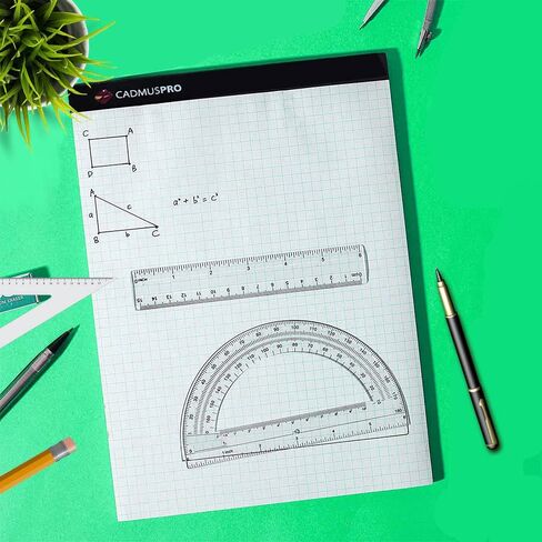 لوحة ورق رسم بياني مقاس 8.5 بوصة × 11 بوصة من CADMUSPRO، شبكة 1/4 بوصة 4 × 4، 50 ورقة لكل وسادة، شريط ربط، رائعة للرسم والرسم والرسومات الهندسية ورسم الرسم البياني in Kuwait