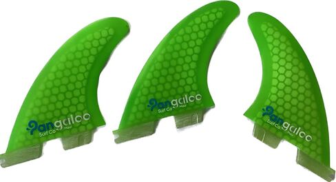 زعانف Pangaloo Surf Co Thruster Surf - زعانف ثلاثية - حجم صغير - صندوق زعانف FCSII (قرص العسل الأخضر) in Kuwait