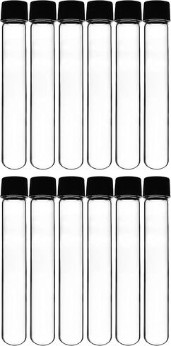 EISCO 12PK Test Tubes, 50ml - Bakelite Screw Cap with Rubber Liner - Borosilicate 3.3 Glass - 5.9" x 1" - Round Bottom - Leak Proof in Saudi Arabia