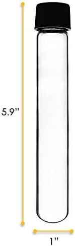 EISCO 12PK Test Tubes, 50ml - Bakelite Screw Cap with Rubber Liner - Borosilicate 3.3 Glass - 5.9" x 1" - Round Bottom - Leak Proof in Saudi Arabia
