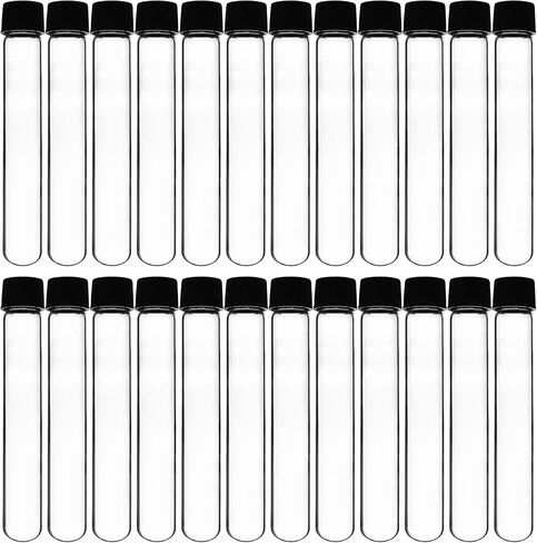 EISCO 12PK Test Tubes, 50ml - Bakelite Screw Cap with Rubber Liner - Borosilicate 3.3 Glass - 5.9" x 1" - Round Bottom - Leak Proof in Saudi Arabia