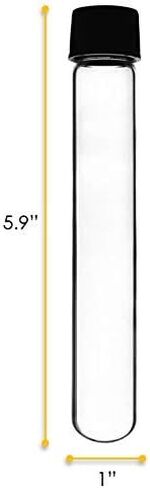 EISCO 12PK Test Tubes, 50ml - Bakelite Screw Cap with Rubber Liner - Borosilicate 3.3 Glass - 5.9" x 1" - Round Bottom - Leak Proof in Saudi Arabia