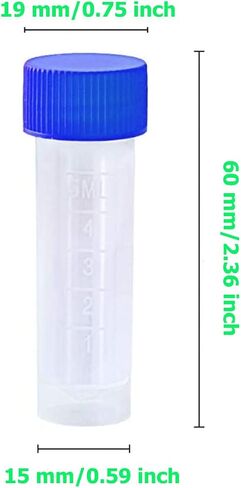 50 Pack 5ml Cryo Tubes，Plastic Graduated Vial Tube with Screw Caps,Small Test Sample Bottles Tubes Container with Lid，PP Material ，with Silica Gel Gasket (50) Bagged Blue and Orange in Saudi Arabia