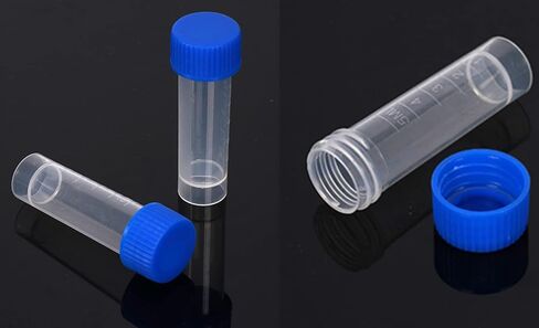 50 Pack 5ml Cryo Tubes，Plastic Graduated Vial Tube with Screw Caps,Small Test Sample Bottles Tubes Container with Lid，PP Material ，with Silica Gel Gasket (50) Bagged Blue and Orange in Saudi Arabia