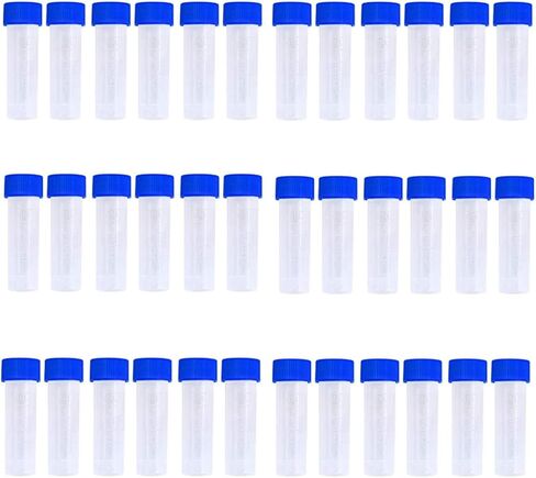 50 Pack 5ml Cryo Tubes，Plastic Graduated Vial Tube with Screw Caps,Small Test Sample Bottles Tubes Container with Lid，PP Material ，with Silica Gel Gasket (50) Bagged Blue and Orange in Saudi Arabia