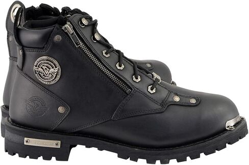 حذاء Milwaukee Leather MBM103 للرجال من الجلد الأسود برباط للدراجة النارية مع مدخل بسحاب جانبي مزدوج - 13 in Kuwait