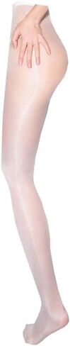 Long-Perfect Super Shimmery Oil Shiny Plus Footed Thigh High Sheer Hold Up Pantyhose Stockings 30 Den Tights in Saudi Arabia