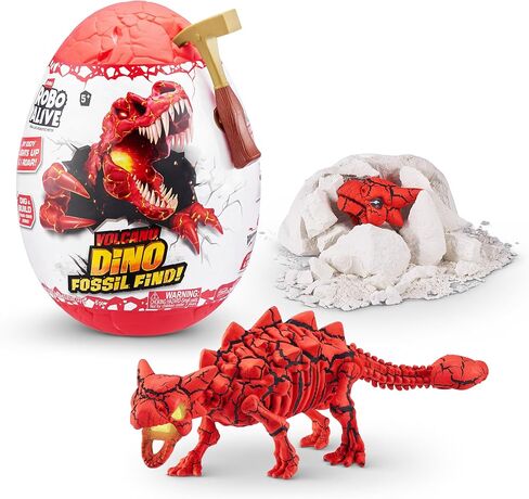 Robo Alive Volcano Dino Fossil Find T-Rex من ZURU Boys Age 5+ حفر واكتشاف، STEM - حفريات ما قبل التاريخ، ألعاب تعليمية، هدية مجموعة علمية رائعة (T-Rex) in Kuwait