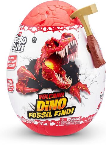 Robo Alive Volcano Dino Fossil Find T-Rex من ZURU Boys Age 5+ حفر واكتشاف، STEM - حفريات ما قبل التاريخ، ألعاب تعليمية، هدية مجموعة علمية رائعة (T-Rex) in Kuwait