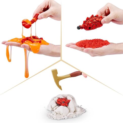 Robo Alive Volcano Dino Fossil Find T-Rex من ZURU Boys Age 5+ حفر واكتشاف، STEM - حفريات ما قبل التاريخ، ألعاب تعليمية، هدية مجموعة علمية رائعة (T-Rex) in Kuwait