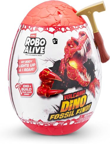 Robo Alive Volcano Dino Fossil Find T-Rex من ZURU Boys Age 5+ حفر واكتشاف، STEM - حفريات ما قبل التاريخ، ألعاب تعليمية، هدية مجموعة علمية رائعة (T-Rex) in Kuwait