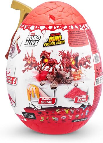 Robo Alive Volcano Dino Fossil Find T-Rex من ZURU Boys Age 5+ حفر واكتشاف، STEM - حفريات ما قبل التاريخ، ألعاب تعليمية، هدية مجموعة علمية رائعة (T-Rex) in Kuwait