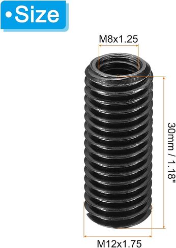 صامولة إصلاح ملولبة من الفولاذ الكربوني من الدرجة 8.8 من PATIKIL، 3 قطع M8x1.25 أنثى إلى M12x1.75 ذكر كم لولبي لتقليل محول تقليل 30 مم in Saudi Arabia