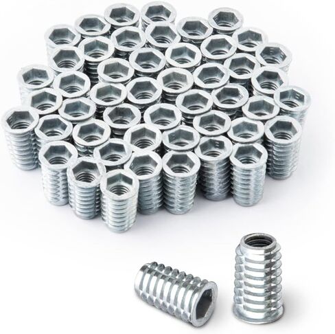 POWERTEC QTI1001 Threaded Inserts for Wood | 3/8"-16 Internal Threads, Zinc Alloy – 50 Pack in Saudi Arabia