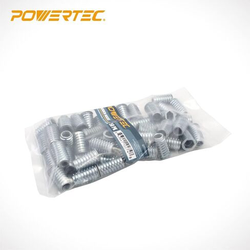 POWERTEC QTI1001 Threaded Inserts for Wood | 3/8"-16 Internal Threads, Zinc Alloy – 50 Pack in Saudi Arabia