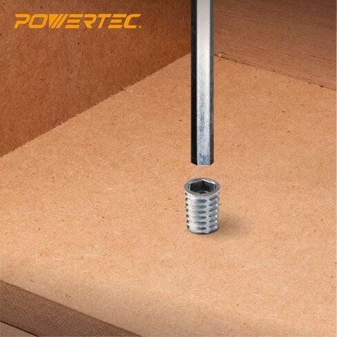 POWERTEC QTI1001 Threaded Inserts for Wood | 3/8"-16 Internal Threads, Zinc Alloy – 50 Pack in Saudi Arabia