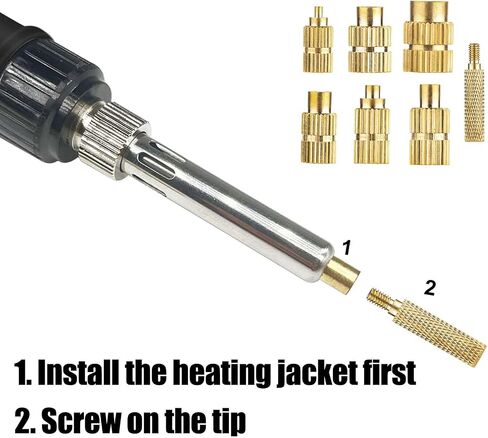 M2 M2.5 M3 M4 M5 Threaded Inserts Set, 1 Hot Iron Heating Rod and 7 Tips Heat Set Inserts, 330 Brass Nuts Female Thread Knurled Nuts Hot Melt Nut for Plastic and 3D Printing Components in Saudi Arabia