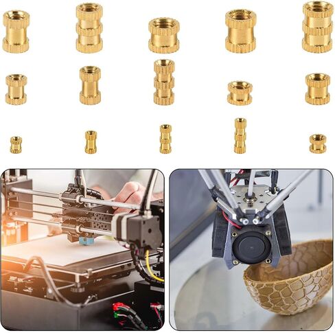 M2 M2.5 M3 M4 M5 Threaded Inserts Set, 1 Hot Iron Heating Rod and 7 Tips Heat Set Inserts, 330 Brass Nuts Female Thread Knurled Nuts Hot Melt Nut for Plastic and 3D Printing Components in Saudi Arabia