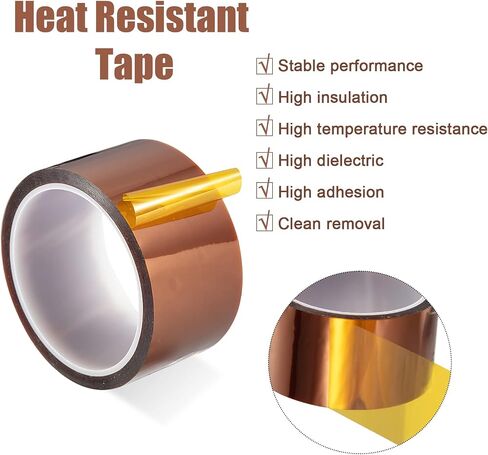 108ft Heat Tape,Heat Resistant Tape,Heat Transfer Tape,Thermal Tape,Sublimation Tape,Heat Vinyl Press Tape,No Residue,High Temperature Tape for Electronics,Soldering,Circuit Board (50mm 1Roll) in Saudi Arabia