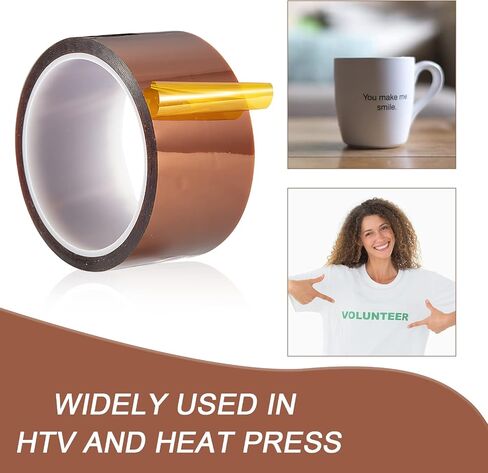 108ft Heat Tape,Heat Resistant Tape,Heat Transfer Tape,Thermal Tape,Sublimation Tape,Heat Vinyl Press Tape,No Residue,High Temperature Tape for Electronics,Soldering,Circuit Board (50mm 1Roll) in Saudi Arabia