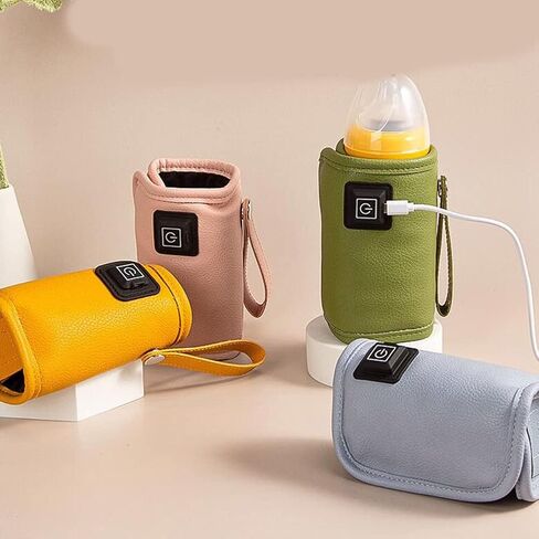 ihreesy Car USB Baby Bottle Warmer,Portable 5V Travel Milk Heater Cover USB Charging Milk Heat Keeper Travel Milk Bottle Warmer with 3 Gears Adjustable for Travel Camping Shopping,Pink in Saudi Arabia