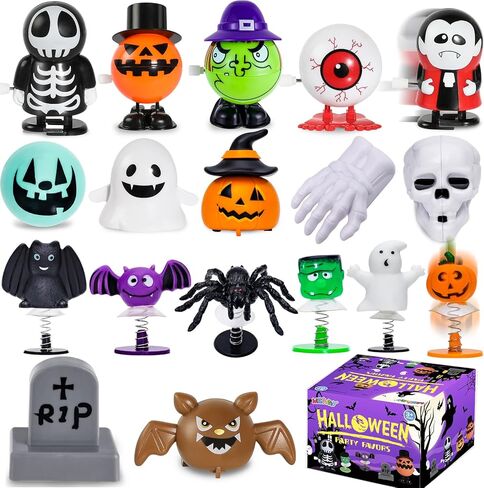 18 قطعة من هدايا حفلات الهالوين من إم جي بارتي، ألعاب الرياح لمستلزمات حفلات الأطفال، ألعاب متنوعة للقفز والمشي على مدار الساعة، مكافآت الفصل الدراسي، جوائز المكافآت، حشو حقيبة جودي in Kuwait