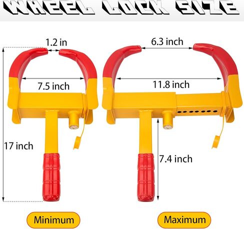قفل عجلة المقطورة، قفل مشبك العجلة، قفل عجلة عالمي، قفل إطار أمان مضاد للسرقة للمقطورات وعربة الجولف والقارب وسيارات الدفع الرباعي والدراجات النارية مع 3 مفاتيح (أحمر ساطع وأصفر) in Kuwait