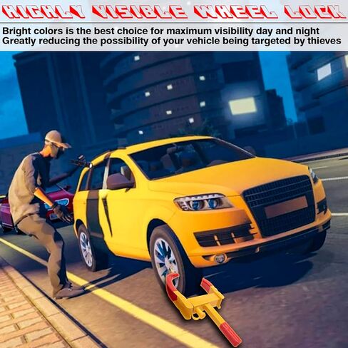 قفل عجلة المقطورة، قفل مشبك العجلة، قفل عجلة عالمي، قفل إطار أمان مضاد للسرقة للمقطورات وعربة الجولف والقارب وسيارات الدفع الرباعي والدراجات النارية مع 3 مفاتيح (أحمر ساطع وأصفر) in Kuwait