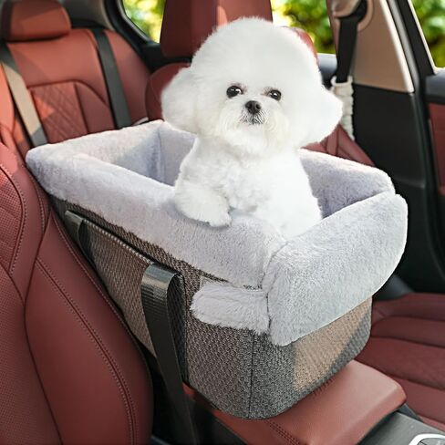 Center Console Dog Car Seat,More Stable Armrest Pet Car Booster Seat,Puppy Travel Bed for Car(Gray) in Kuwait