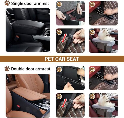 Center Console Dog Car Seat,More Stable Armrest Pet Car Booster Seat,Puppy Travel Bed for Car(Gray) in Kuwait