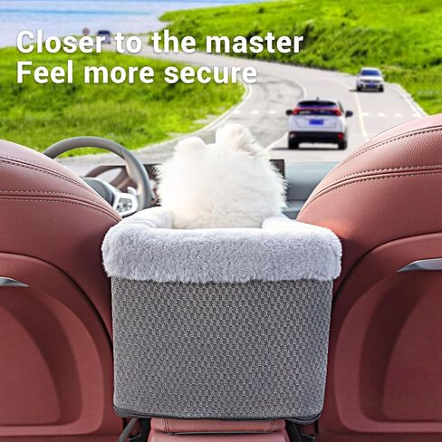 Center Console Dog Car Seat,More Stable Armrest Pet Car Booster Seat,Puppy Travel Bed for Car(Gray) in Kuwait
