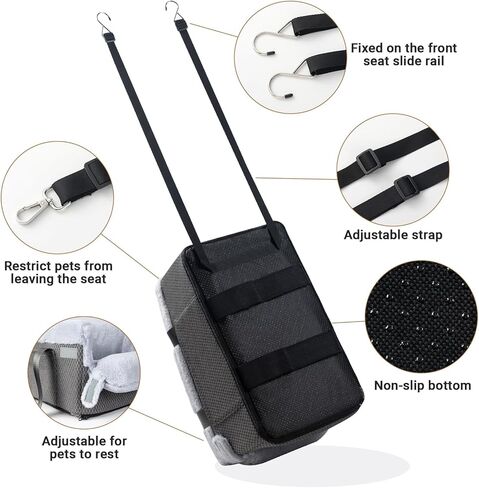 Center Console Dog Car Seat,More Stable Armrest Pet Car Booster Seat,Puppy Travel Bed for Car(Gray) in Kuwait