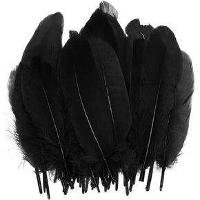 PATIKIL 6-8 Inch(15-20 Cm) Feathers, 100 Pack Long Artificial Goose Feather Dream Catcher DIY Natural Goose Women Hats Trimming for Wedding Party Crafts, Black in Saudi Arabia