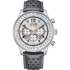 Citizen Men's Eco-Drive Weekender Sport Casual Chronograph Rose Gold Stainless Steel Watch with Blue Leather Strap, Blue Dial (Model: CA4503-00L) in Kuwait