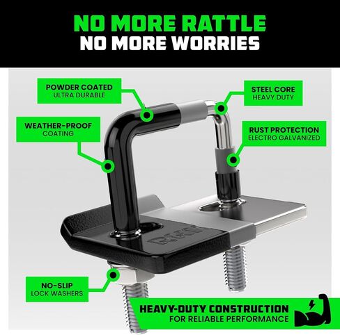 Rhino USA Hitch Tightener مشبك مضاد للخشخشة مع وسادة كاتم الصوت (لوصلات 1.25 و2 بوصة) مثبت وصلة مقطورة فولاذية شديدة التحمل - كاتم صوت واقٍ مقاوم للطقس ومضاد للصدأ لجهاز الاستقبال in Kuwait