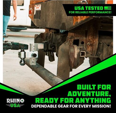 Rhino USA Hitch Tightener مشبك مضاد للخشخشة مع وسادة كاتم الصوت (لوصلات 1.25 و2 بوصة) مثبت وصلة مقطورة فولاذية شديدة التحمل - كاتم صوت واقٍ مقاوم للطقس ومضاد للصدأ لجهاز الاستقبال in Kuwait