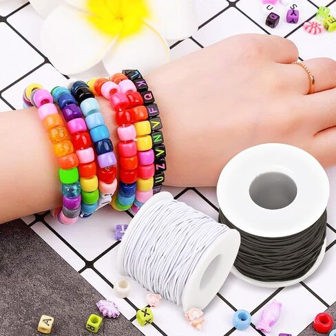 Generic سلسلة سوار قابلة للتمدد، سلك سلسلة سوار مرن 1 مم، سلك مرن لصنع المجوهرات والقلائد، أبيض in Saudi Arabia
