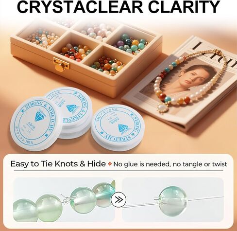 4 Rolls Elastic Bracelet String Cord,0.4mm, 0.6mm, 0.8mm,1mm Crystal Clear Stretchy Elastic Bead String for Bracelets, Jewelry Making and Clay Pony Seed Stone Beads Beading in Saudi Arabia