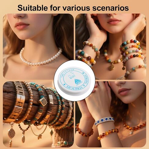 4 Rolls Elastic Bracelet String Cord,0.4mm, 0.6mm, 0.8mm,1mm Crystal Clear Stretchy Elastic Bead String for Bracelets, Jewelry Making and Clay Pony Seed Stone Beads Beading in Saudi Arabia