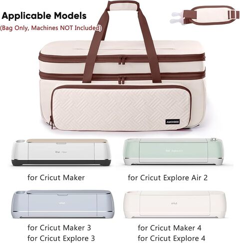 حقيبة حمل مزدوجة الطبقات من AMOIGEE متوافقة مع Cricut Maker 4، Explore 4، Maker 3، Explore Air، Silhouette Cameo - حقيبة تخزين متينة مع جيوب لملحقات Cricut والفينيل والأدوات واللوازم in Kuwait