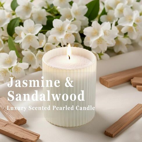 36oz Scented Candle Sand Wax, Sandalwood& Jasmine- 2 Tubes Scented Pearled Candles with 240 Hr+ Long Burning Time, Refillable Powder Candle Beads with 30 Wicks for Home Decor/ Holiday Gift/ Relaxation in Saudi Arabia