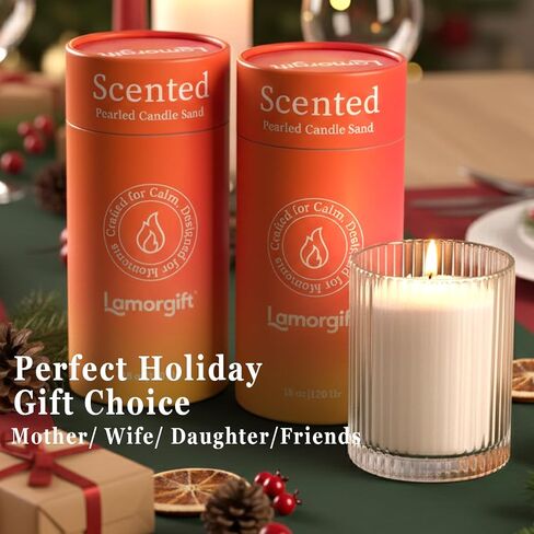 36oz Scented Candle Sand Wax, Sandalwood& Jasmine- 2 Tubes Scented Pearled Candles with 240 Hr+ Long Burning Time, Refillable Powder Candle Beads with 30 Wicks for Home Decor/ Holiday Gift/ Relaxation in Saudi Arabia