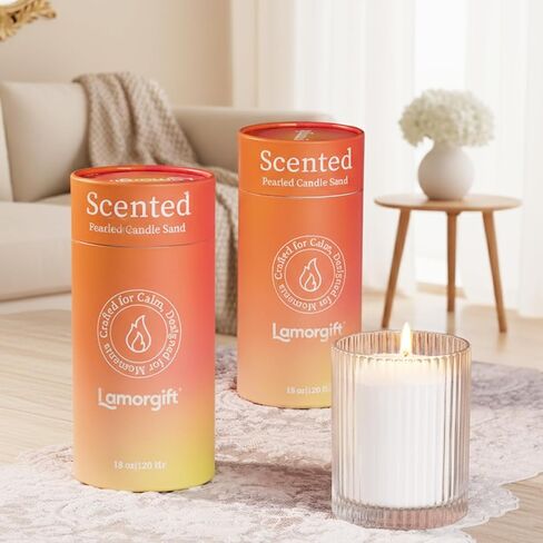 36oz Scented Candle Sand Wax, Sandalwood& Jasmine- 2 Tubes Scented Pearled Candles with 240 Hr+ Long Burning Time, Refillable Powder Candle Beads with 30 Wicks for Home Decor/ Holiday Gift/ Relaxation in Saudi Arabia