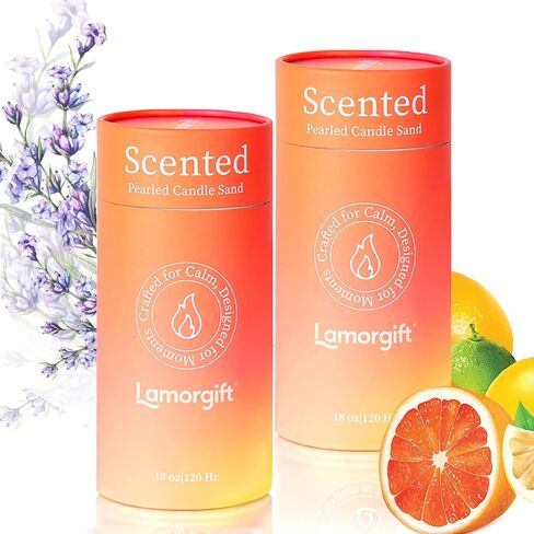 36oz Scented Candle Sand Wax, Sandalwood& Jasmine- 2 Tubes Scented Pearled Candles with 240 Hr+ Long Burning Time, Refillable Powder Candle Beads with 30 Wicks for Home Decor/ Holiday Gift/ Relaxation in Saudi Arabia