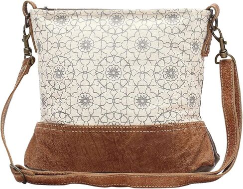Floral Print Upcycled Canvas and Genuine Leather Crossbody Bag in Saudi Arabia